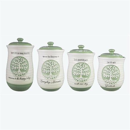 YOUNGS Ceramic Tree of Life Canisters - Set of 4 10061